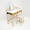 Vintage French Marble and Brass Dressing Table & Stool attributed to Georges Raimbaud, 1960, Set of 2 3