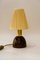 Nut Wood Table Lamp with Fabric Shade by Rupert Nikoll, Vienna, 1950s 1