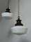 Vintage Church Satin Opaline Milk Glass Pendant Lamps, 1920s, Set of 2 7