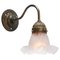 French Frosted Glass & Brass Flower Wall Lamp, Image 3