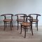 Bentwood Dining Chairs with Rattan Seats from Cosmos, 1930s, Set of 4 1