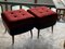 Mid-Century Stools or Ottomans in Red and Black, 1950s, Set of 2 6