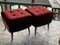Set of Mid-Century Stools or Ottomans in Red and Black, 1950s 6