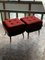 Mid-Century Stools or Ottomans in Red and Black, 1950s, Set of 2 5