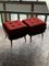 Set of Mid-Century Stools or Ottomans in Red and Black, 1950s 5
