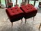 Mid-Century Stools or Ottomans in Red and Black, 1950s, Set of 2 1