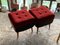 Set of Mid-Century Stools or Ottomans in Red and Black, 1950s 1