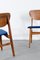 Mid-Century Teak and Velvet Dining Chairs, 1960s, Set of 4, Image 1