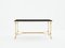 Neoclassical Coffee Table in Brass & Black Leather from Maison Charles, 1970s 1