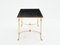 Neoclassical Coffee Table in Brass & Black Leather from Maison Charles, 1970s, Image 5