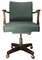 Mid-Century Pale Green Leather & Oak Rotating Desk Chair on Quatrefoil Base with Castors, Image 5