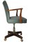 Mid-Century Pale Green Leather & Oak Rotating Desk Chair on Quatrefoil Base with Castors, Image 8