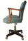 Mid-Century Pale Green Leather & Oak Rotating Desk Chair on Quatrefoil Base with Castors, Image 3