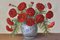 Primo Dolzan, claveles rojos, óleo sobre lienzo, siglo XX, enmarcado, Imagen 2