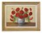 Primo Dolzan, Red Carnations, Oil on Canvas, 20th Century, Framed 1