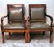 Antique French Charles X Style Master Chairs in Wood and Cuoio, 1830s, Set of 2 3