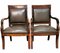 Antique French Charles X Style Master Chairs in Wood and Cuoio, 1830s, Set of 2, Image 1