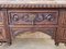 19th Century French Renaissance Hand Carved Desk or Writing Table with Carved Structure and Iron Stretcher 16