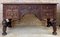 19th Century French Renaissance Hand Carved Desk or Writing Table with Carved Structure and Iron Stretcher 3