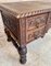19th Century French Renaissance Hand Carved Desk or Writing Table with Carved Structure and Iron Stretcher 12