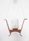 Small Scandinavian Teak and Glass Ceiling Lamps, Set of 2 7