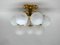 Ceiling Light in Brass & Satin Glass, Germany, 1970s, Image 1