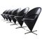 Vintage Cone Chairs aus Schwarzem Leder von Verner Panton für Gebrüder Nehl, 6er Set 1