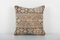 Turkish Square Faded Tan and Brown Yastik Rug Pillow Cover 1