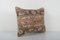 Funda de cojín para alfombra Oushak marrón turca vintage hecha a mano, Imagen 3