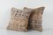 Turkish Tan and Brown Wool Oushak Rug Cushion Covers, Set of 2 2