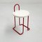 Red Bathroom Stool in Wood and Metal, 1980s 1