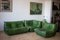 Dubai Green Leather Togo Lounge Chair, Corner and 2-Seat Sofa by Michel Ducaroy for Ligne Roset, 1979, Set of 3 1