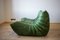 Dubai Green Leather Togo Lounge Chair, Corner and 2-Seat Sofa by Michel Ducaroy for Ligne Roset, 1979, Set of 3 10