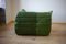 Dubai Green Leather Togo Lounge Chair, Corner and 2-Seat Sofa by Michel Ducaroy for Ligne Roset, 1979, Set of 3 7