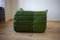 Dubai Green Leather Togo Lounge Chair, Corner and 2-Seat Sofa by Michel Ducaroy for Ligne Roset, 1979, Set of 3, Image 7