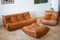 Pine Leather Togo Lounge Chair with Pouf and Three-Seater Sofa by Michel Ducaroy for Ligne Roset, Set of 3 1