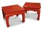 Asian Red Lacquered Low Sofa Tables, 1950s, Set of 2 2