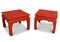 Asian Red Lacquered Low Sofa Tables, 1950s, Set of 2 1