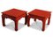 Asian Red Lacquered Low Sofa Tables, 1950s, Set of 2 3