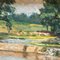 Landschaft, 1950er, Malerei auf Nussholz, Gerahmt 4