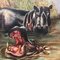 Ippopotami in acqua, anni '50, Dipinto su tela, Immagine 2
