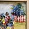 Bambini con carro di fiori, anni '70, dipinto su tela, con cornice, Immagine 4