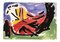 Robert Cooke, Abstract Dancing Chicken, 1980er, Farbe auf Papier 1