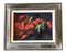 Natura morta con melanzane e drappo rosso, anni '70, dipinto su tela, Immagine 1