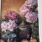 Bodegón con rosas rosadas, años 60, dibujo al pastel, enmarcado, Imagen 3