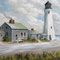 Maine costiero, anni '50, dipinto su tela, con cornice, Immagine 3