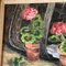 Natura morta con gerani e cesto, anni '70, dipinto su tela, con cornice, Immagine 4