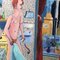 Interno di nudo femminile modernista, anni '70, dipinto su tela, Immagine 3