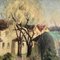 Dorfszene, 1940er, Gemälde auf Leinwand, gerahmt 3
