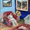 Abstraktes Zimmer mit Innenansicht, 1970er, Gemälde auf Leinwand 2